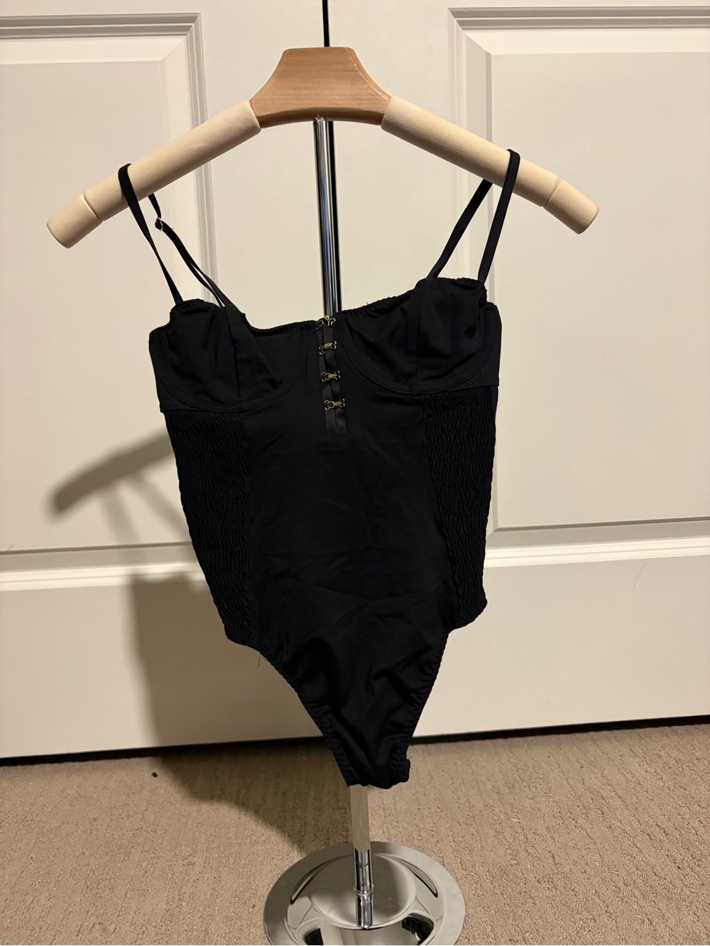 Victoria's Secret Black One-Piece Bodysuit with Thin Straps